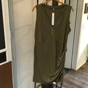 Olive green rusched dress